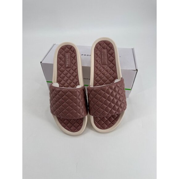 Mens APL Lusso Slide Quilted Sandals Beechwood Leather Slip On New - Picture 1 of 10